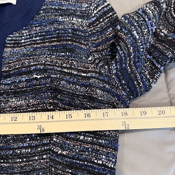 Diane Von Furstenberg Alberta Jacket Navy Multicolor Tweed Size 8 - Picture 11 of 14